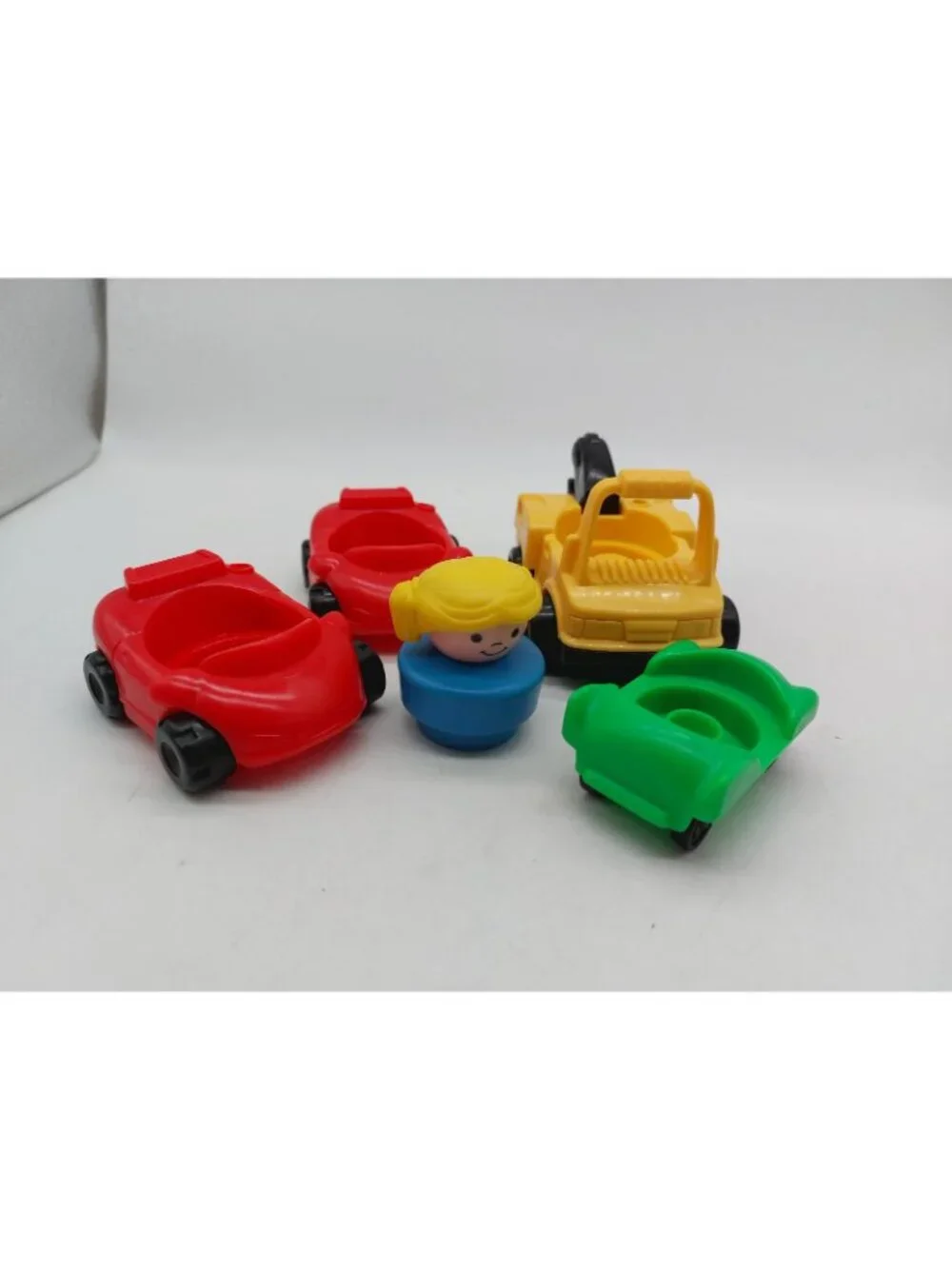 Fisher Price Vintage Chunky Little People 1 Girl Figure 4 Cars Lot Of 5